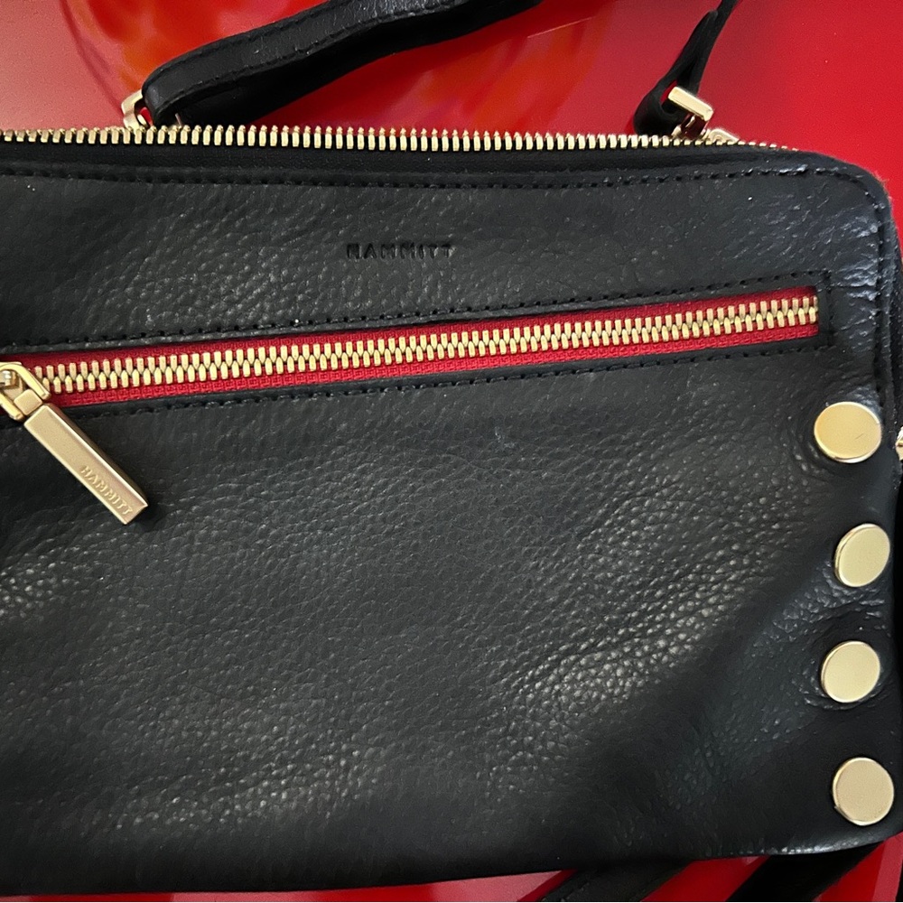 Hammitt Black Leather Crossbody with Gold Details